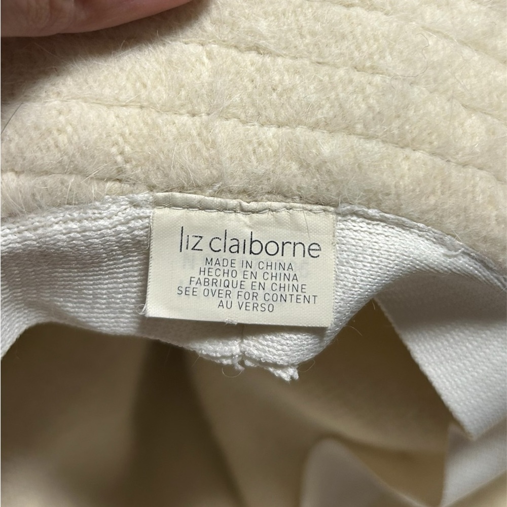 Liz Claiborne Cream Fuzzy Bucket Hat Rabbit Hair Blend Soft Neutral Cozy - Picture 2 of 3
